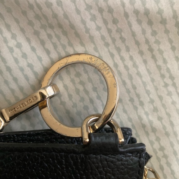 Michael Kors Leather Jet Black and Gold Small Coin Wallet Wristlet Purse - Picture 6 of 13